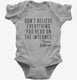 Don't Believe Everything You Read On The Internet Thomas Jefferson Quote grey Infant Bodysuit
