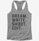 Dream Write Shoot Edit Filmmaker Film School grey Womens Racerback Tank