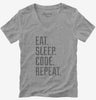 Eat Sleep Code Repeat Funny Programmer Womens Vneck