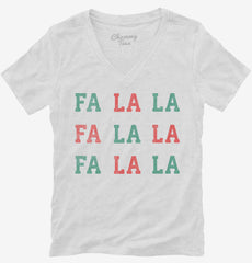 Fa La La La La Christmas Womens V-Neck Shirt