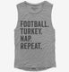 Football Turkey Nap Repeat Funny Thanksgiving grey Womens Muscle Tank