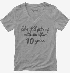 Funny 10th Anniversary Womens V-Neck Shirt
