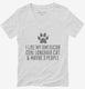 Funny American Curl Longhair Cat Breed white Womens V-Neck Tee