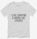Funny Camping white Womens V-Neck Tee