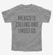 Funny Mexico Is Calling and I Must Go grey Youth Tee