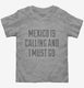 Funny Mexico Is Calling and I Must Go grey Toddler Tee