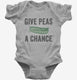Give Peas A Chance grey Infant Bodysuit