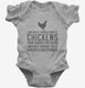 I Dream Of A World Where Chickens Can Cross The Road grey Infant Bodysuit