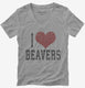 I Heart Beavers  Womens V-Neck Tee