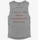 I Only Cry When Democrats Hold Me Funny Conservative grey Womens Muscle Tank