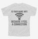 Is Your Name Wifi Funny Pick-up Line white Youth Tee