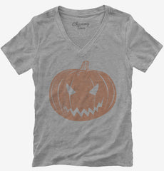 Jack O Lantern Halloween Womens V-Neck Shirt