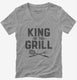King Of The Grill grey Womens V-Neck Tee