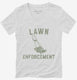 Lawn Enforcement Funny Lawn Mowing white Womens V-Neck Tee