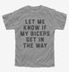 Let Me Know If My Biceps Get In Your Way grey Youth Tee