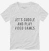 Lets Cuddle And Play Video Games Womens Vneck Shirt 666x695.jpg?v=1700486395