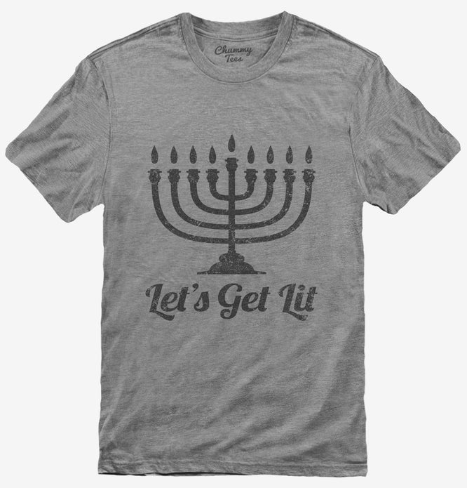 Let's Get Lit Funny Menorah Jewish T-Shirt