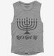 Let's Get Lit Funny Menorah Jewish grey Womens Muscle Tank