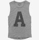 Letter A Initial Monogram grey Womens Muscle Tank