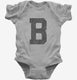 Letter B Initial Monogram grey Infant Bodysuit
