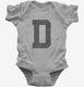 Letter D Initial Monogram grey Infant Bodysuit