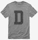 Letter D Initial Monogram grey Mens