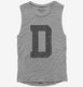 Letter D Initial Monogram grey Womens Muscle Tank