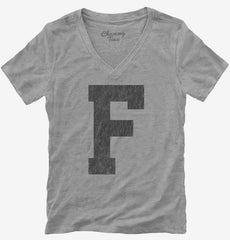 Letter F Initial Monogram Womens V-Neck Shirt