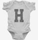Letter H Initial Monogram white Infant Bodysuit