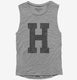 Letter H Initial Monogram grey Womens Muscle Tank