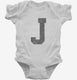 Letter J Initial Monogram white Infant Bodysuit