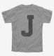 Letter J Initial Monogram grey Youth Tee