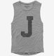 Letter J Initial Monogram grey Womens Muscle Tank