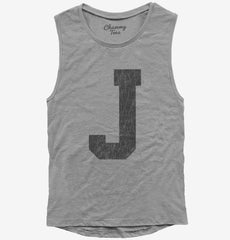 Letter J Initial Monogram Womens Muscle Tank
