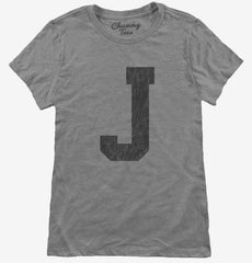 Letter J Initial Monogram Womens T-Shirt