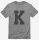Letter K Initial Monogram grey Mens