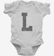Letter L Initial Monogram white Infant Bodysuit