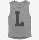 Letter L Initial Monogram grey Womens Muscle Tank