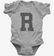 Letter R Initial Monogram grey Infant Bodysuit