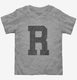 Letter R Initial Monogram grey Toddler Tee