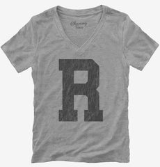 Letter R Initial Monogram Womens V-Neck Shirt