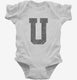 Letter U Initial Monogram white Infant Bodysuit