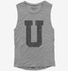 Letter U Initial Monogram grey Womens Muscle Tank