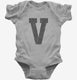 Letter V Initial Monogram grey Infant Bodysuit