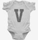 Letter V Initial Monogram white Infant Bodysuit
