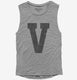 Letter V Initial Monogram grey Womens Muscle Tank