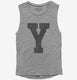 Letter Y Initial Monogram grey Womens Muscle Tank