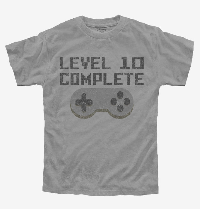 Level 10 Complete Funny Video Game Gamer 10th Birthday T-Shirt