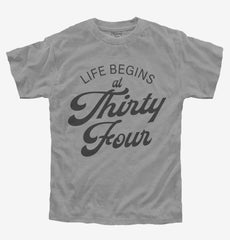 Life Begins At 34 Youth Shirt