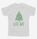Lit Af Christmas Tree white Youth Tee